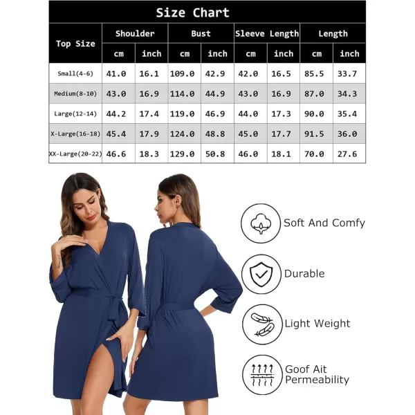 Leikar Short Robes For Women Soft Bathrobe Lightweight Bamboo Kimono Robes Ladies LoungewearBlue