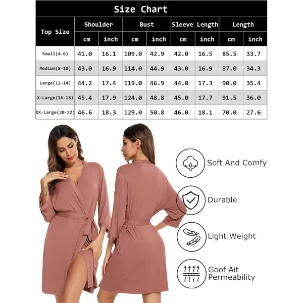 Leikar Short Robes For Women Soft Bathrobe Lightweight Bamboo Kimono Robes Ladies LoungewearBrick Red