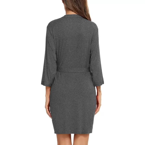 Leikar Short Robes For Women Soft Bathrobe Lightweight Bamboo Kimono Robes Ladies LoungewearDark Gray