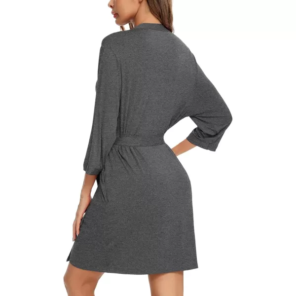 Leikar Short Robes For Women Soft Bathrobe Lightweight Bamboo Kimono Robes Ladies LoungewearDark Gray