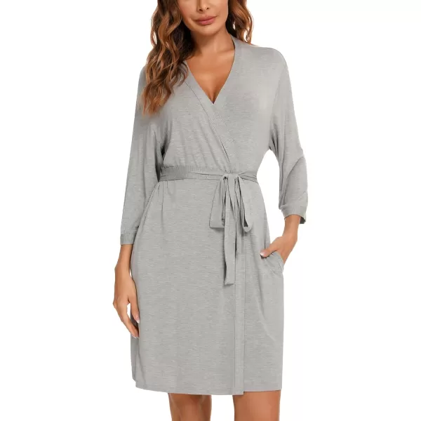 Leikar Short Robes For Women Soft Bathrobe Lightweight Bamboo Kimono Robes Ladies LoungewearGray
