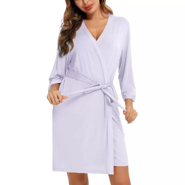 Leikar Short Robes For Women Soft Bathrobe Lightweight Bamboo Kimono Robes Ladies LoungewearLight Purple