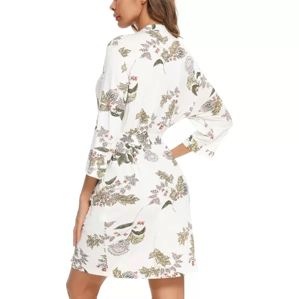 Leikar Short Robes For Women Soft Bathrobe Lightweight Bamboo Kimono Robes Ladies LoungewearMaple Flower