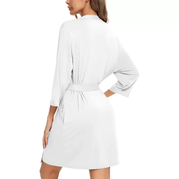 Leikar Short Robes For Women Soft Bathrobe Lightweight Bamboo Kimono Robes Ladies LoungewearWhite