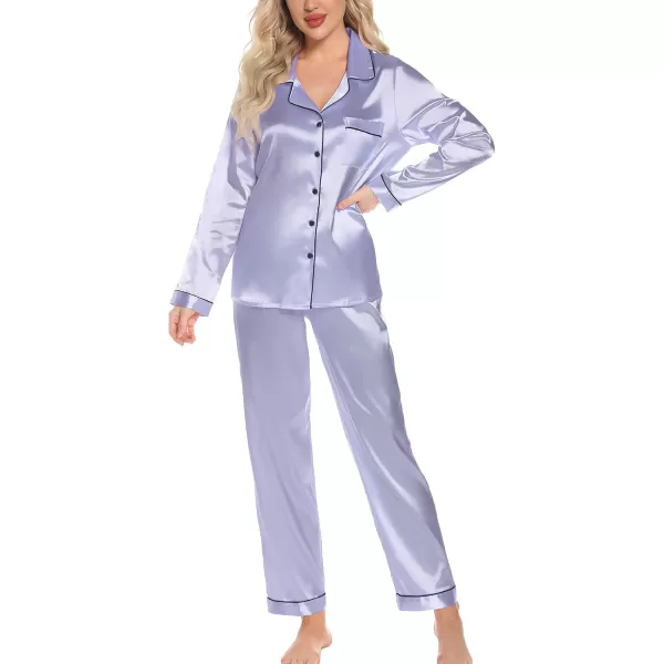 Leikar Silk Pajamas Long Sleeve Pajama Sets For Women Soft Button Down Pajamas Pj SetLavender