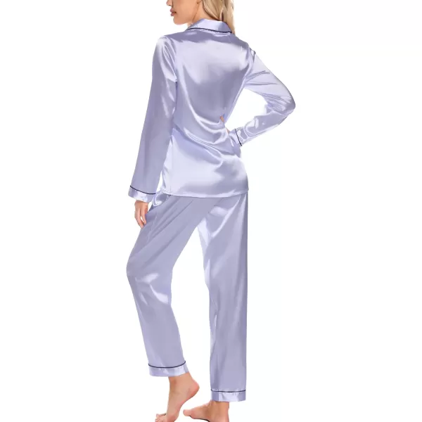 Leikar Silk Pajamas Long Sleeve Pajama Sets For Women Soft Button Down Pajamas Pj SetLavender