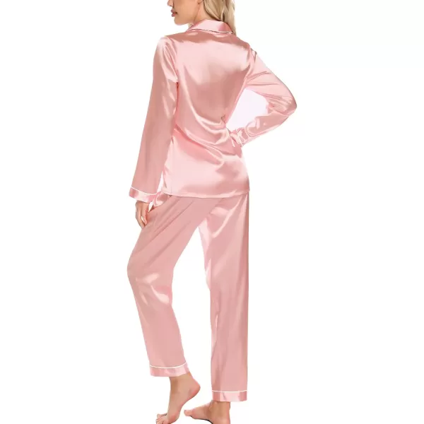 Leikar Silk Pajamas Long Sleeve Pajama Sets For Women Soft Button Down Pajamas Pj SetRose Gold