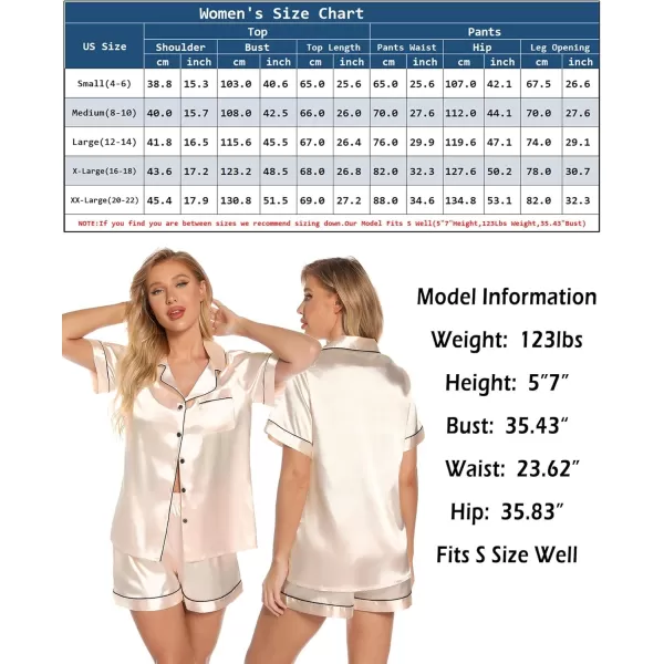 Leikar Womens Silk Summer Pajamas Shorts Set Floral Button Down Pjs Satin Loungewear Soft SleepwearLight Apricot
