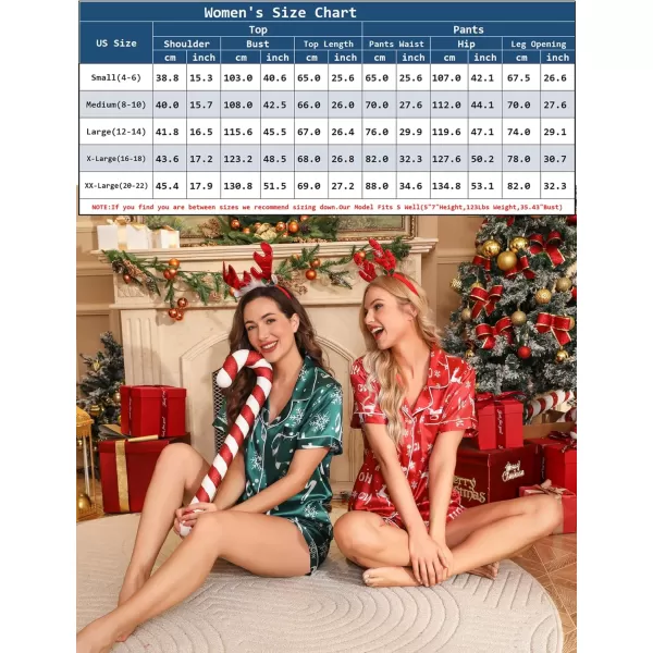 Leikar Womens Silk Summer Pajamas Shorts Set Floral Button Down Pjs Satin Loungewear Soft SleepwearRed Love