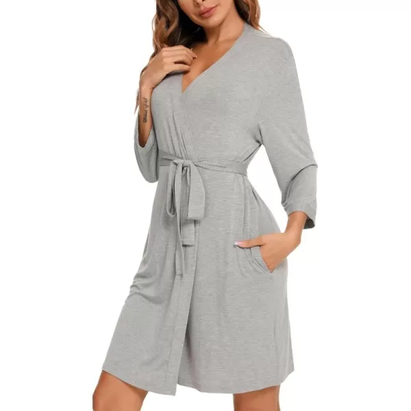 Leikar Short Robes For Women Soft Bathrobe Lightweight Bamboo Kimono Robes Ladies LoungewearGray