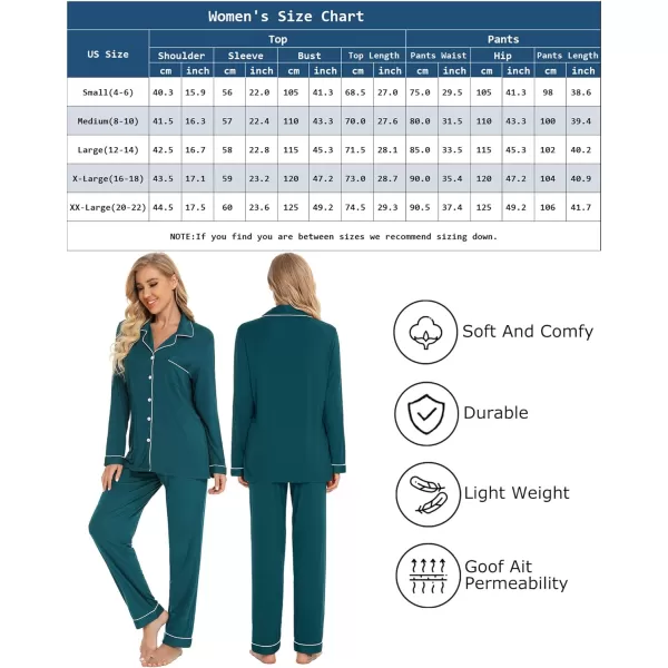 Leikar Button Up Pajama Set For Women Long Sleeve Shirt And Pajama Pants Soft Pjs Lounge SetsGreen