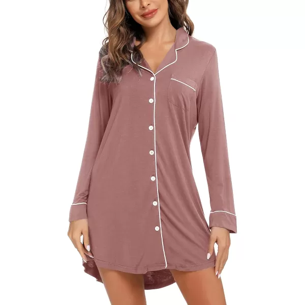 Leikar Maternity Nightgown For Women Nursing Pajamas Long Sleeve SleepshirtLong Sleevebrick Red
