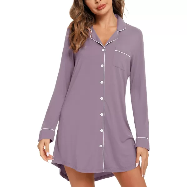 Leikar Maternity Nightgown For Women Nursing Pajamas Long Sleeve SleepshirtLong Sleeveviolet