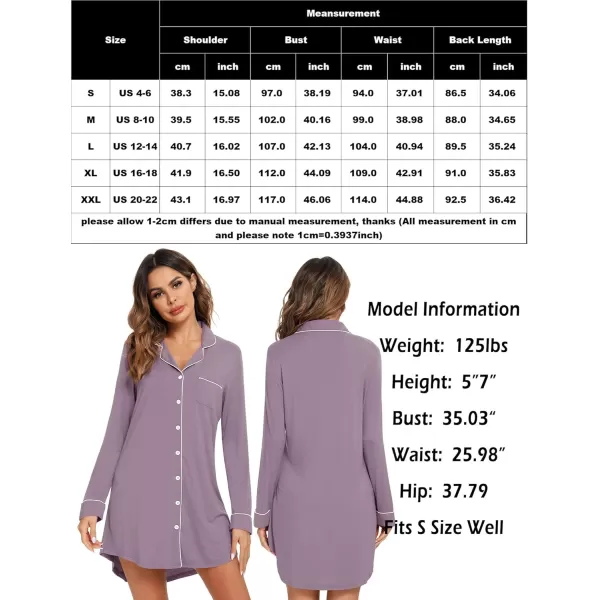 Leikar Maternity Nightgown For Women Nursing Pajamas Long Sleeve SleepshirtLong Sleeveviolet
