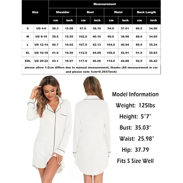 Leikar Maternity Nightgown For Women Nursing Pajamas Long Sleeve SleepshirtLong Sleevewhite