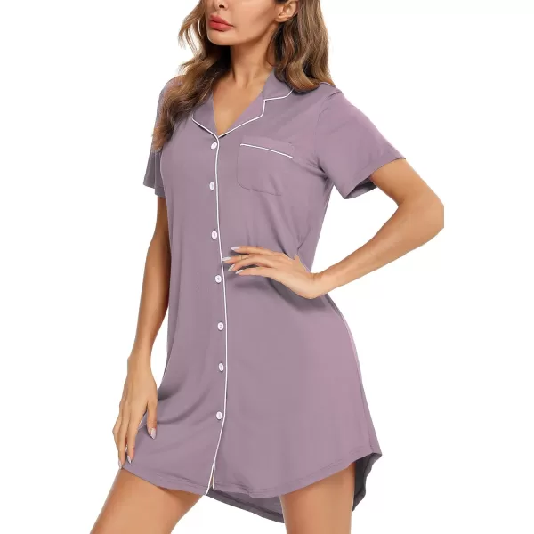 Leikar Maternity Nightgown For Women Nursing Pajamas Long Sleeve SleepshirtShort Sleeveviolet