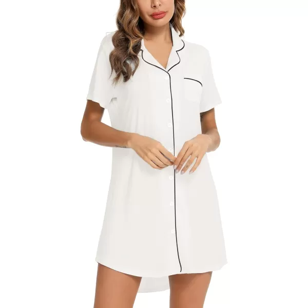 Leikar Maternity Nightgown For Women Nursing Pajamas Long Sleeve SleepshirtShort Sleevewhite