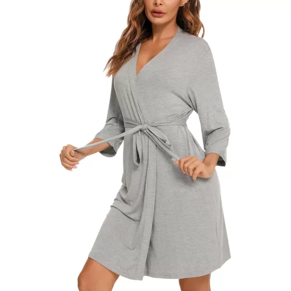Leikar Short Robes For Women Soft Bathrobe Lightweight Bamboo Kimono Robes Ladies LoungewearGray