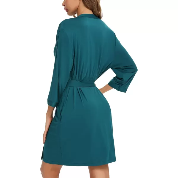 Leikar Short Robes For Women Soft Bathrobe Lightweight Bamboo Kimono Robes Ladies LoungewearGreen