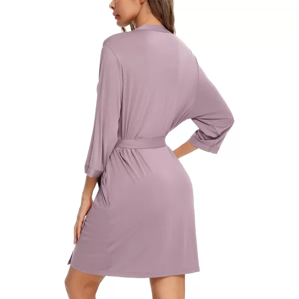 Leikar Short Robes For Women Soft Bathrobe Lightweight Bamboo Kimono Robes Ladies LoungewearViolet