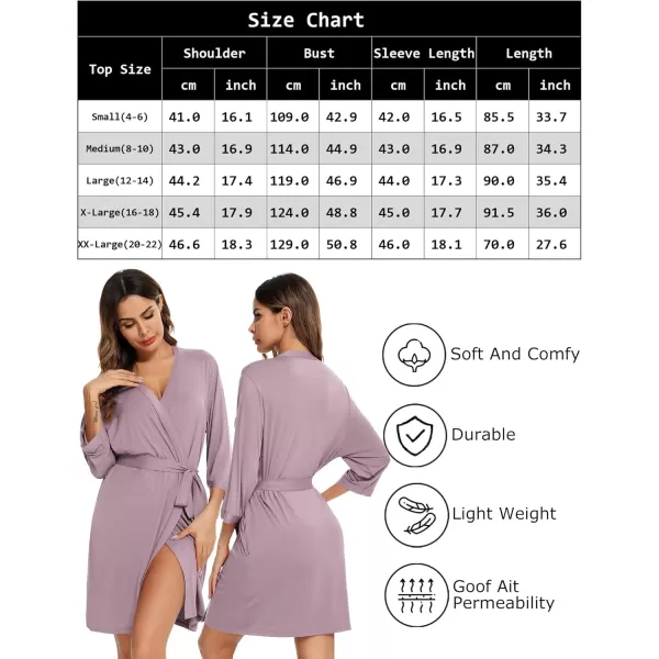 Leikar Short Robes For Women Soft Bathrobe Lightweight Bamboo Kimono Robes Ladies LoungewearViolet