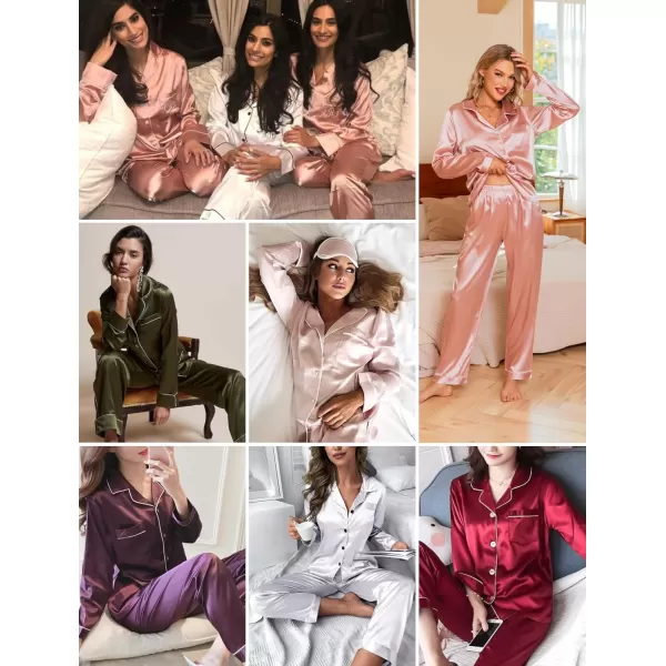 Leikar Silk Pajamas Long Sleeve Pajama Sets For Women Soft Button Down Pajamas Pj SetChampagne
