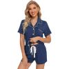 imageLeikar 2 Pack Button Up Pajama Set For Women Sleepwear Soft Pjs Bride PajamasBlackNavy