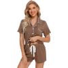 imageLeikar 2 Pack Button Up Pajama Set For Women Sleepwear Soft Pjs Bride PajamasBrownGrey