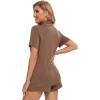 imageLeikar 2 Pack Button Up Pajama Set For Women Sleepwear Soft Pjs Bride PajamasBrownGrey