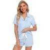 imageLeikar 2 Pack Button Up Pajama Set For Women Sleepwear Soft Pjs Bride PajamasLight BluePink