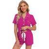 imageLeikar 2 Pack Button Up Pajama Set For Women Sleepwear Soft Pjs Bride PajamasNavyRose Red