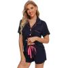imageLeikar 2 Pack Button Up Pajama Set For Women Sleepwear Soft Pjs Bride PajamasNavyRose Red