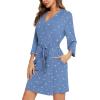 imageLeikar Short Robes For Women Soft Bathrobe Lightweight Bamboo Kimono Robes Ladies LoungewearBlue White Star
