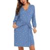 imageLeikar Short Robes For Women Soft Bathrobe Lightweight Bamboo Kimono Robes Ladies LoungewearBlue White Star