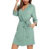 imageLeikar Short Robes For Women Soft Bathrobe Lightweight Bamboo Kimono Robes Ladies LoungewearSage
