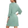 imageLeikar Short Robes For Women Soft Bathrobe Lightweight Bamboo Kimono Robes Ladies LoungewearSage