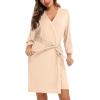 imageLeikar Short Robes For Women Soft Bathrobe Lightweight Bamboo Kimono Robes Ladies LoungewearSeashell