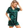 imageLeikar Silk Pajamas For Women Button Down Pajamas Satin PJ Set Soft SleepwearDark Green