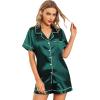 imageLeikar Silk Pajamas For Women Button Down Pajamas Satin PJ Set Soft SleepwearDark Green