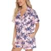imageLeikar Silk Pajamas For Women Button Down Pajamas Satin PJ Set Soft SleepwearFloral Coconut Tree