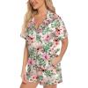 imageLeikar Silk Pajamas For Women Button Down Pajamas Satin PJ Set Soft SleepwearFloral Light Green