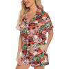 imageLeikar Silk Pajamas For Women Button Down Pajamas Satin PJ Set Soft SleepwearFloral Orange