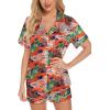 imageLeikar Silk Pajamas For Women Button Down Pajamas Satin PJ Set Soft SleepwearFloral Orange