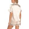 imageLeikar Silk Pajamas For Women Button Down Pajamas Satin PJ Set Soft SleepwearLight Apricot