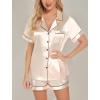 imageLeikar Silk Pajamas For Women Button Down Pajamas Satin PJ Set Soft SleepwearLight Apricot
