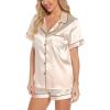 imageLeikar Silk Pajamas For Women Button Down Pajamas Satin PJ Set Soft SleepwearLight Apricot