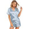 imageLeikar Silk Pajamas For Women Button Down Pajamas Satin PJ Set Soft SleepwearMist Blue