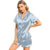 imageLeikar Silk Pajamas For Women Button Down Pajamas Satin PJ Set Soft SleepwearMist Blue