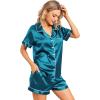 imageLeikar Silk Pajamas For Women Button Down Pajamas Satin PJ Set Soft SleepwearPeacock Blue