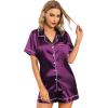 imageLeikar Silk Pajamas For Women Button Down Pajamas Satin PJ Set Soft SleepwearPurple